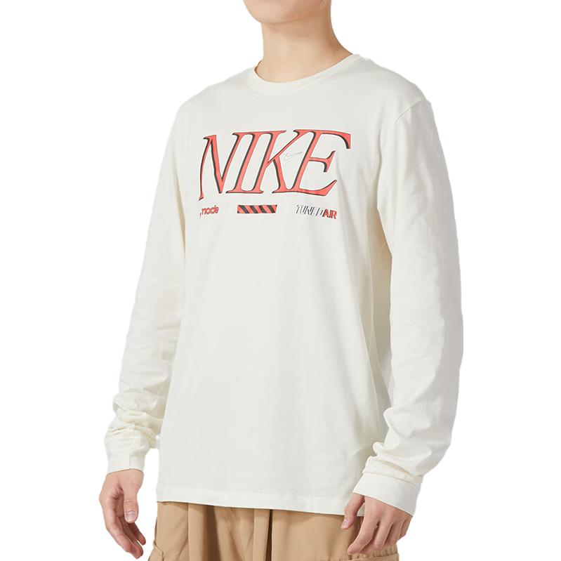Nike Alphabet-Print Atmungsaktives Langarm-T-Shirt Herren Tops Weiß FD1340-110