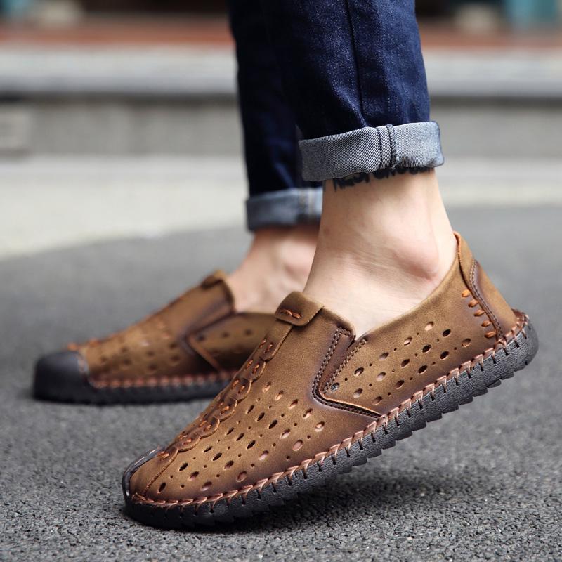 Mocasines de hombre Zapatos de conducción Pisos cómodos Zapatos casuales sin cordones Zapatos de cuero de talla grande para hombres de gran tamaño