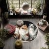 Three Dogs with Tongues Out  Round Area Rug,Carpet Rug for Living Room Bedroom Sofa Playroom Decor,Non-slip Floor Mat