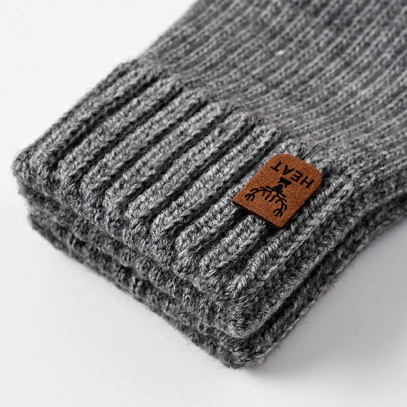 Wool Knitted Gloves Men's Autumn and Winter Dew Finger Students Writing Typing Riding Touch Screen Warm Half Finger Gloves