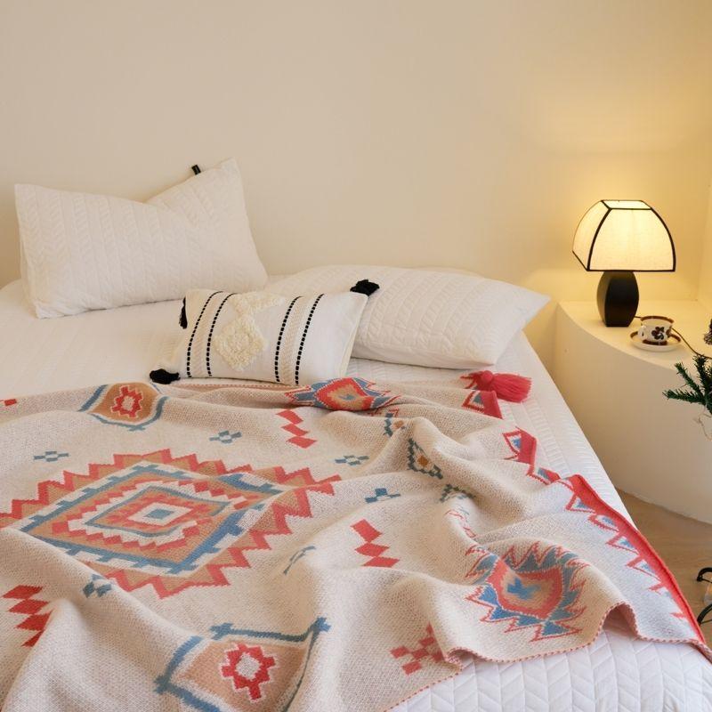 Nordic Minimalist Bohemian Style Knitted Blanket - Summer Single/Double Size, for Student Dormitory & Air-Conditioned Rooms