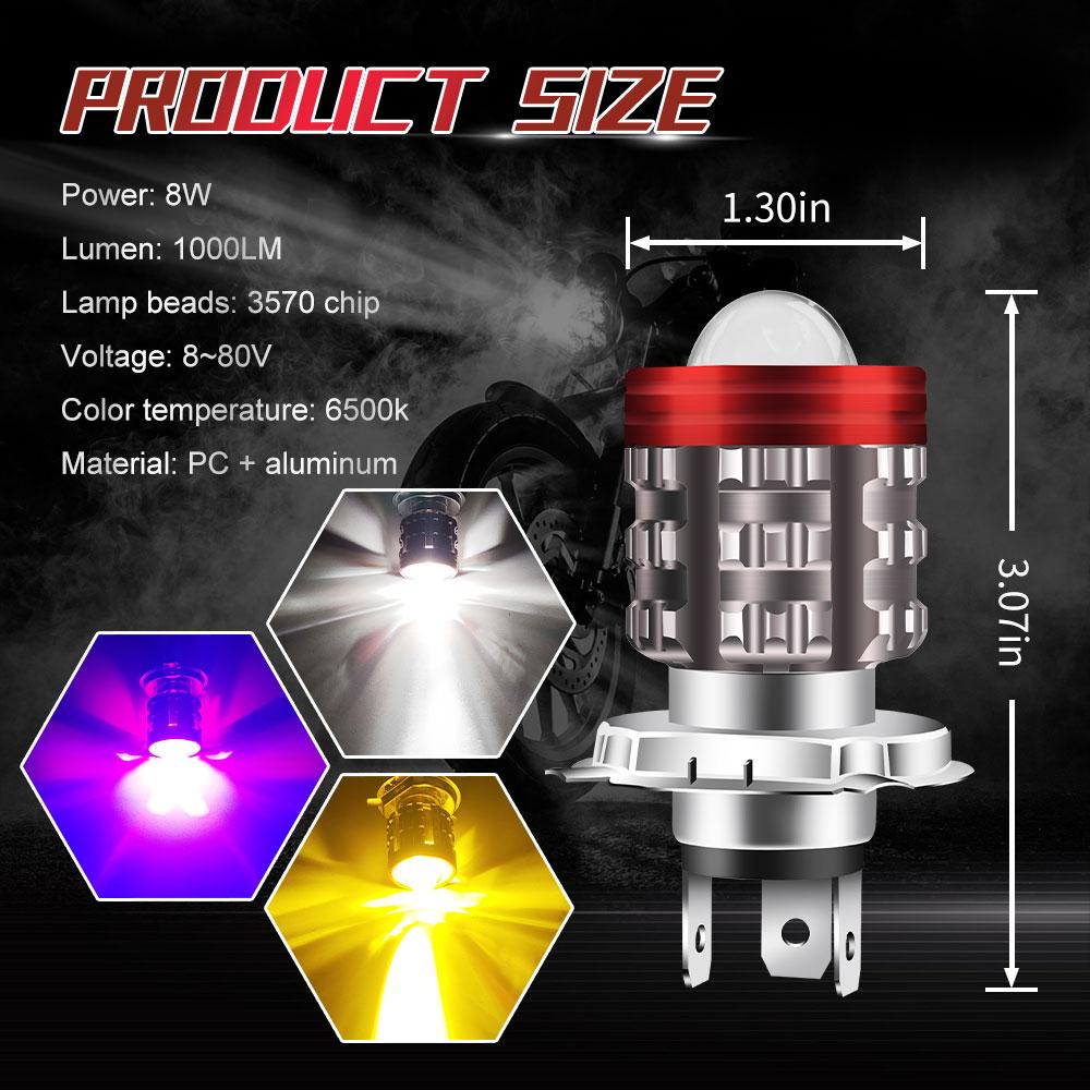Universal H4 LED Motorcycle Headlight BA20D H6 Angel Eye Motor Led Bulb Motorbike Head Lamp White Yellow High Low Beam 12-80V