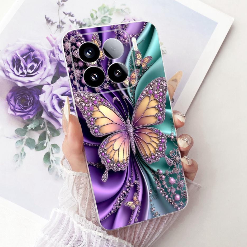 For Xiaomi Mi 15 Pro 5G Case Luxury Butterfly Painted Cover Soft Silicone Phone Case For Xiaomi 15 Pro Mi15 Pro 5G Fundas Bumper