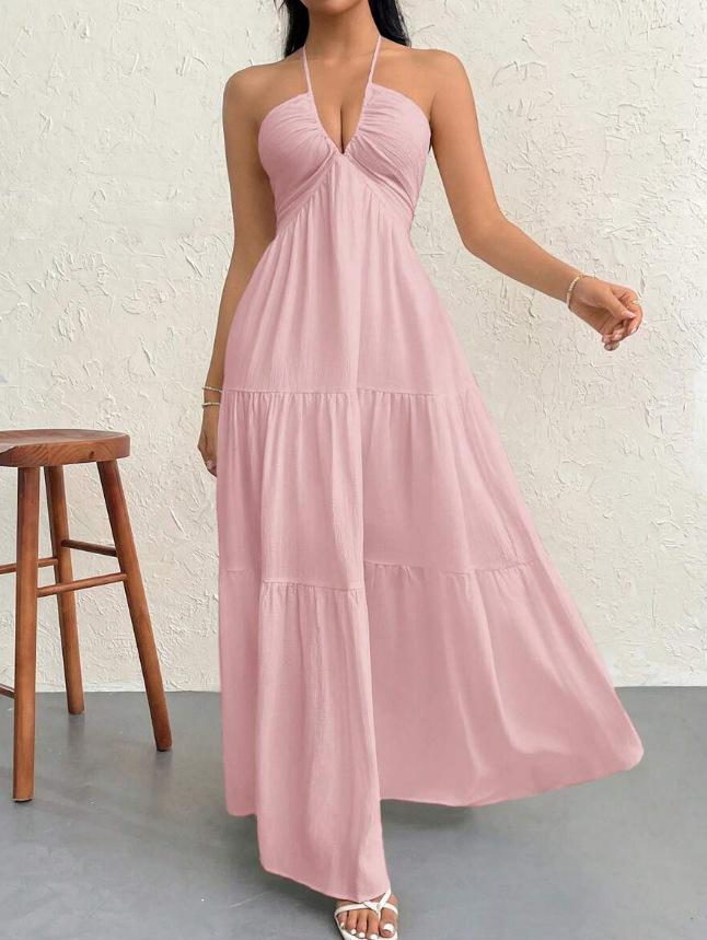 European and American Fashion Summer New Women's Halter Neck Dress