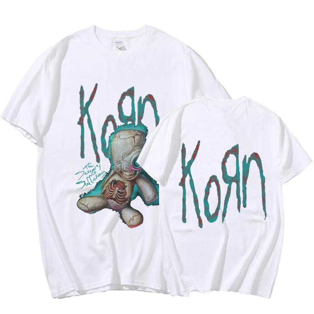 Korn Issues Rock Band Music Album T Shirt Men's Vintage Metal Gothic Oversized T-shirt Streetwear Summer Short Sleeve T Shirts