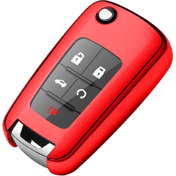 Tukellen for Chevrolet Key Fob Cover Premium Soft TPU Full Protection Key Shell Case Compatible with Chevy Camaro Cruze Impala Equinox Volt Spark