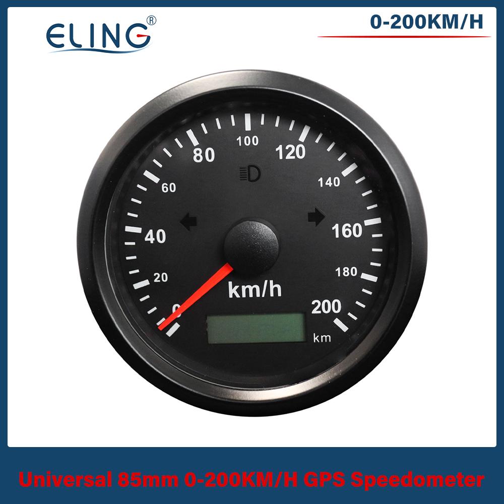 ELING 85mm GPS Speedometer 0-125MPH 0-160MPH 0-200MPH Odometer Left Right High Beam with Red Yellow Backlight for Auto Truck RV