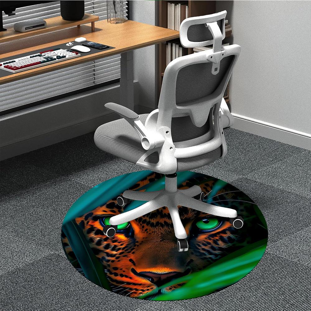 

1pc Leopard Print Chair Carpet for Office, Round Non-Slip Durable Large Size Office Carpet, Suitable for Office, Beautiful Decoration 80cm