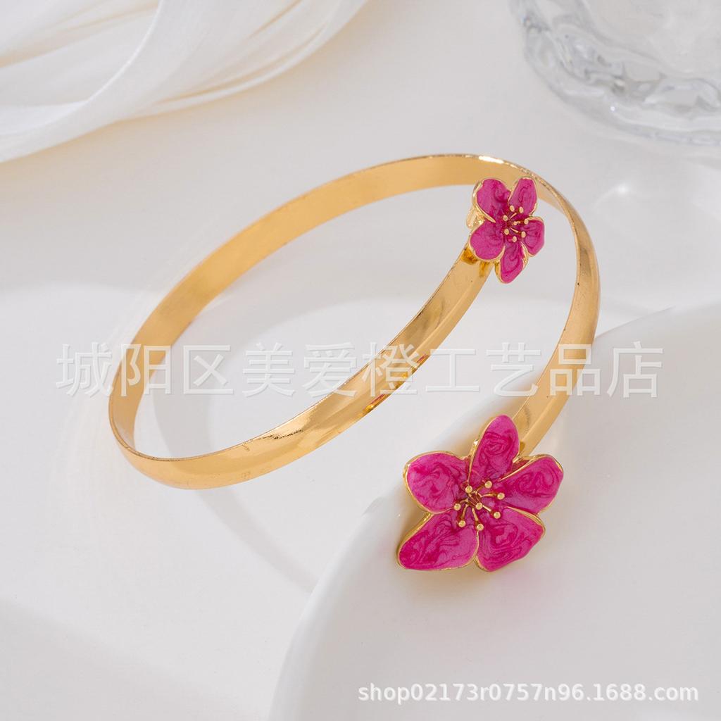 Personalized Fashion Design Arm Ring Flower Drip Oil Suitable For Women'S Opening Adjustable Arm Ring
