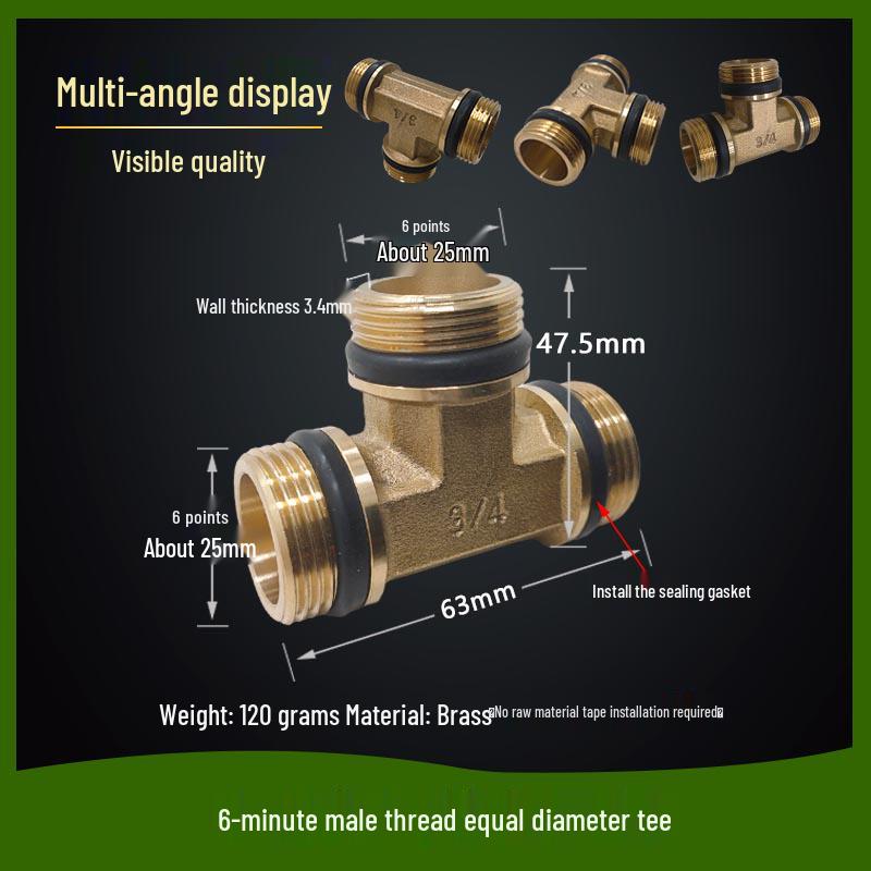 Copper Union with Inner/Outer Threads, Double Inner Thread Water Heater Connector Tee/Elbow Nipple, 46mm & 1" Thread, Different Diameters.