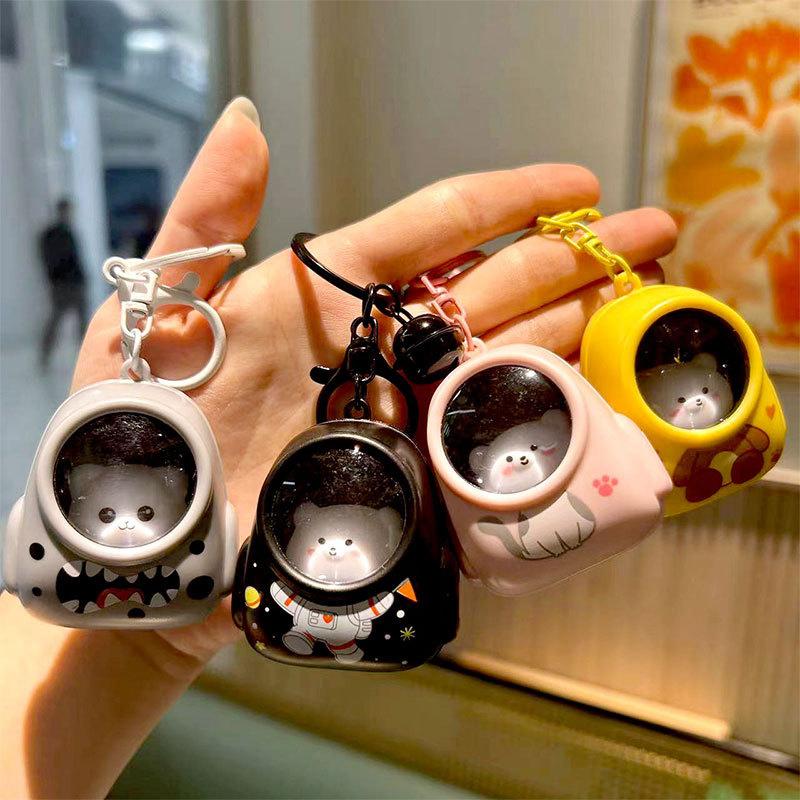 1Pc Ours Dessin Animé Animal Porte-clés Cadeau Chat Sac À Dos Lumières Porte-clés Style Coréen Mignon Sac Charme Sac À Dos Pendentif