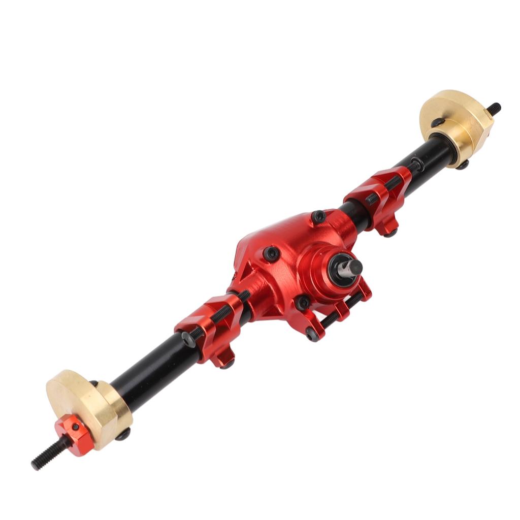 RC Rear Axle Assembly Aluminum Alloy RC Car Rear Axle Upgrade Parts with 27T 8T Internal Mounting Gear for SCX10 PRO Red
