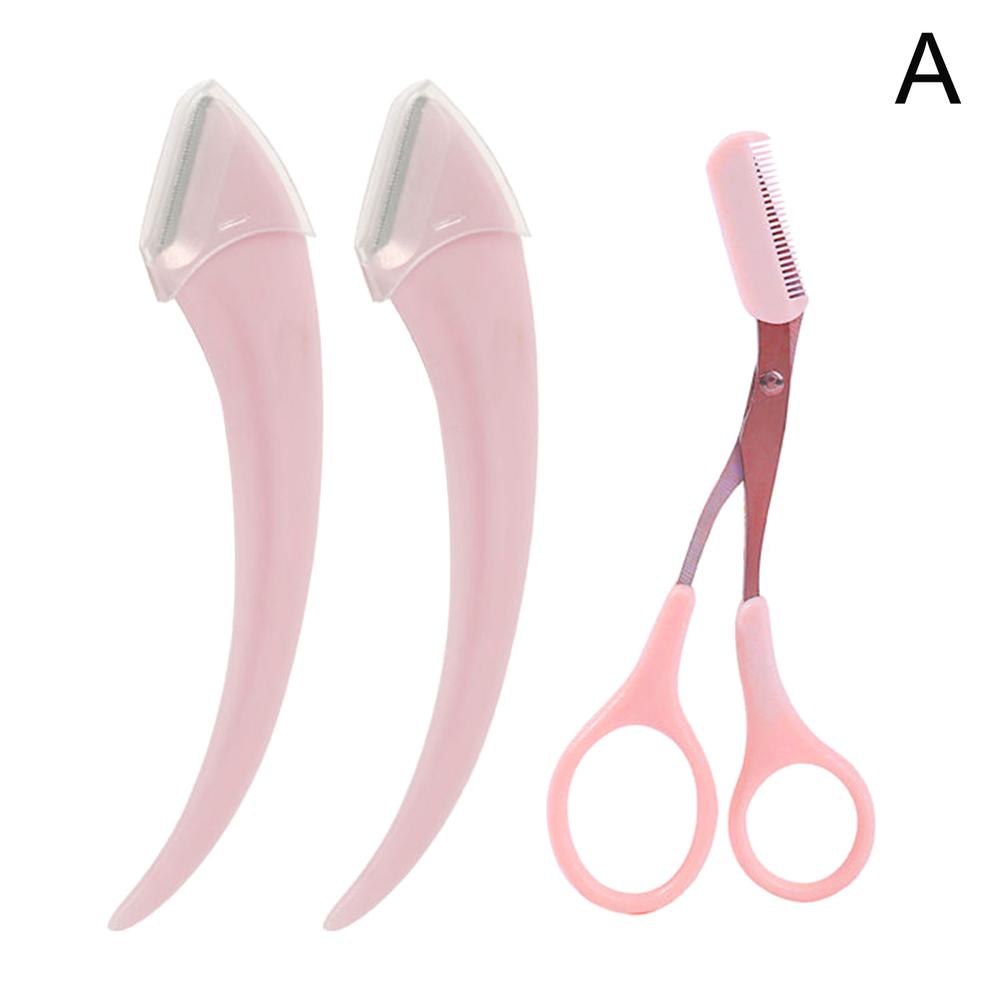 3PCS Eyebrow Trimmer Set Eyebrow Scissors With Comb Crescent Trimmer Makeup Tools Eyebrow J2S0