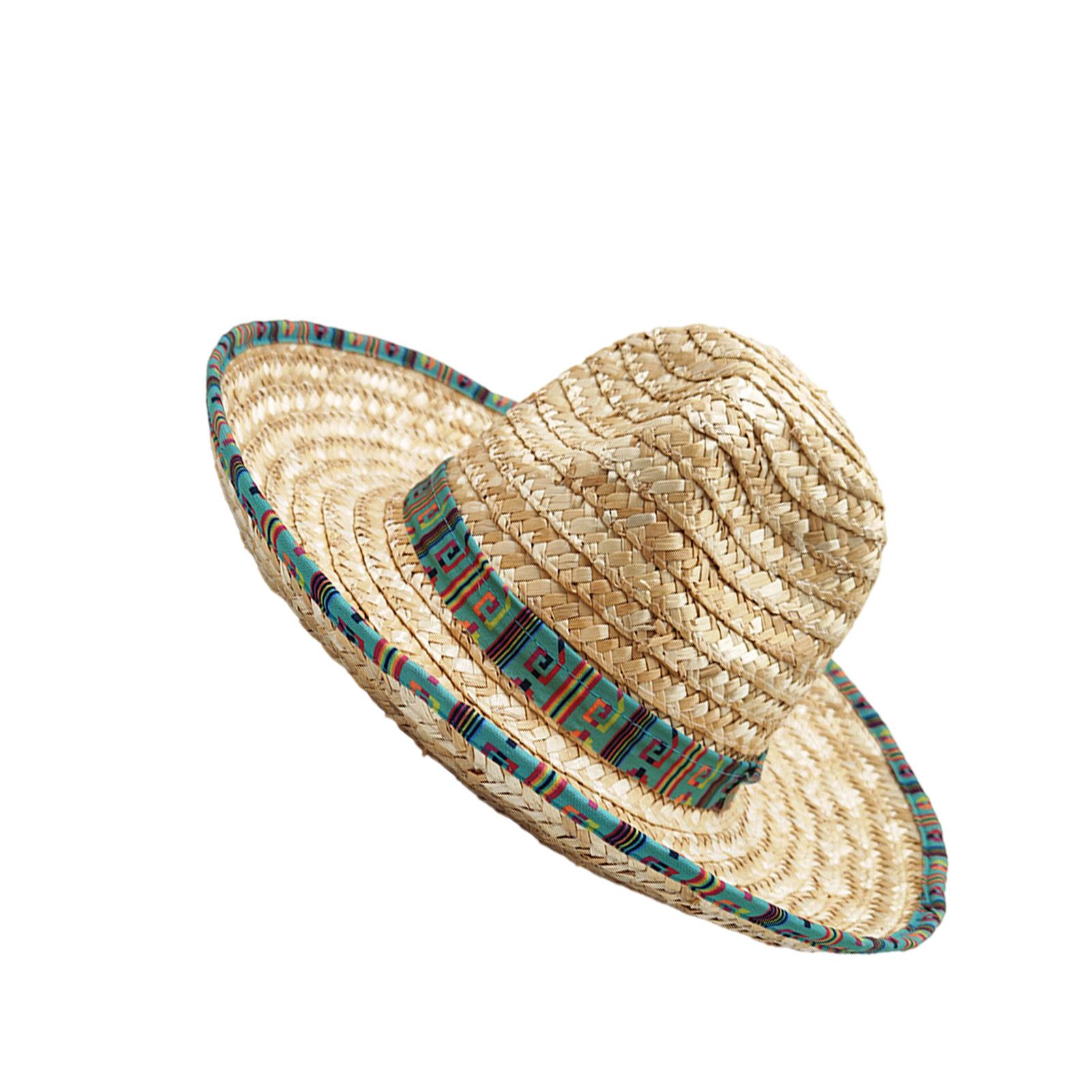 

Woven Straw Sombrero Hat Mexico Festival Theme Wide Brims Sun Protective Hat For Adult Unisex Popular Travel Panama Hat M