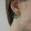 [2way] Glass flower surgical hoop earring (2color)