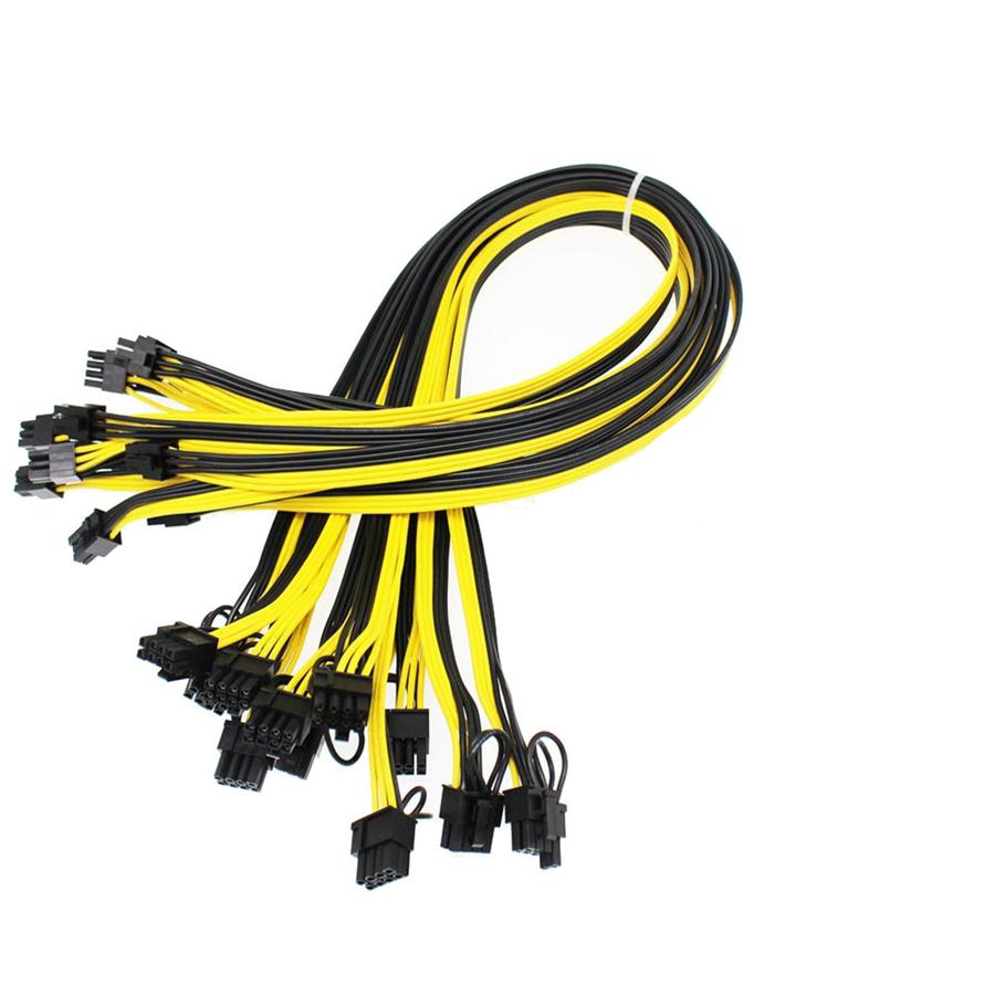 10pcs 50cm Quality 6pin To 8Pin (6+2Pin) PCI-E Cable 18AWG Mining