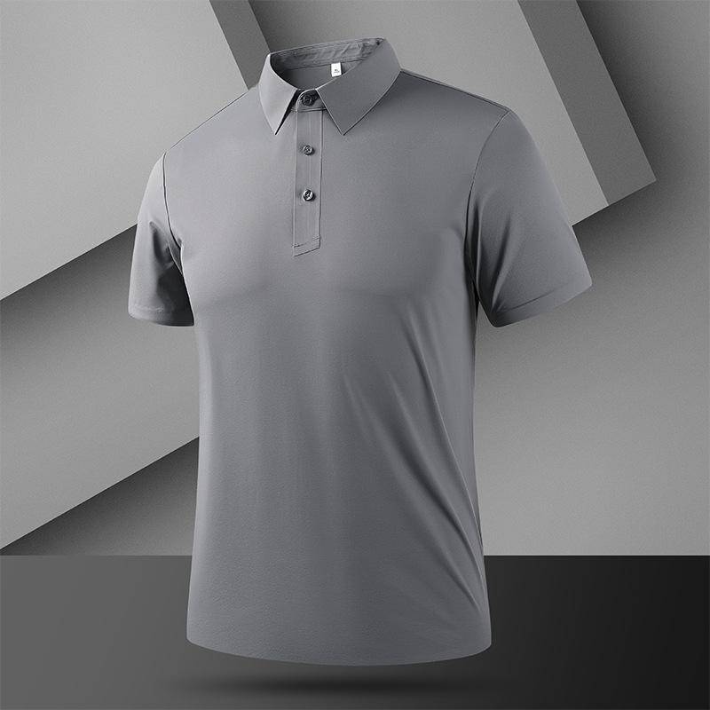 Men's Business Lapel POLO Shirt Men's Ice Silk Quick-drying Short-sleeved Men's Thin Breathable Casual Half-sleeve