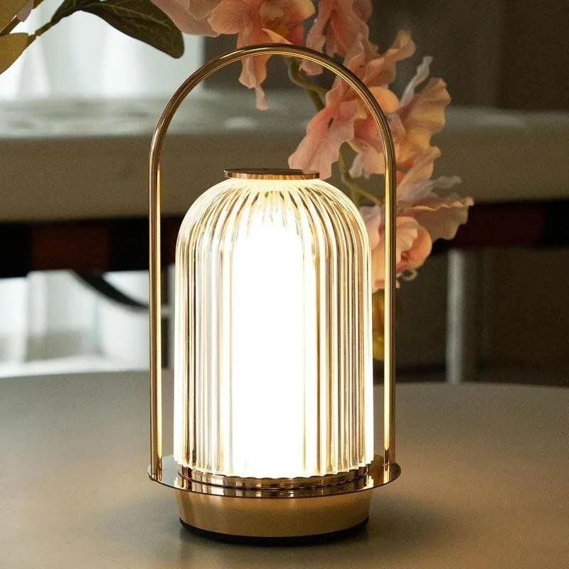 Cordless Table Lamp Rechargeable LED Night Light with 3 Color Stepless Dimming Ambient Lighting Bedside Lamp for Bedroom