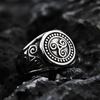 Vintage Stainless Steel Men's Ring With Norse Viking Swirl Design