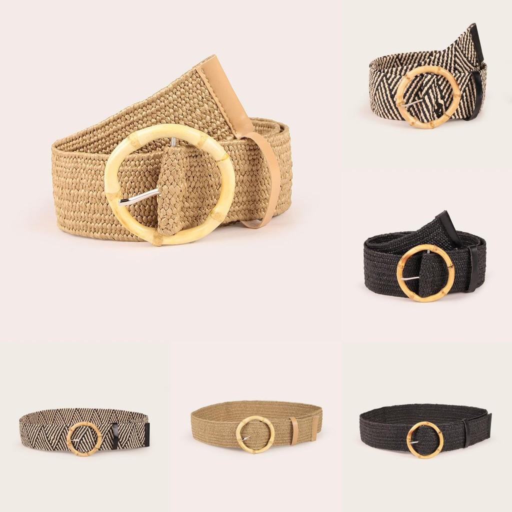 Bohemian Woven Nylon Belt With Plastic Buckle For Women Casual Fashion