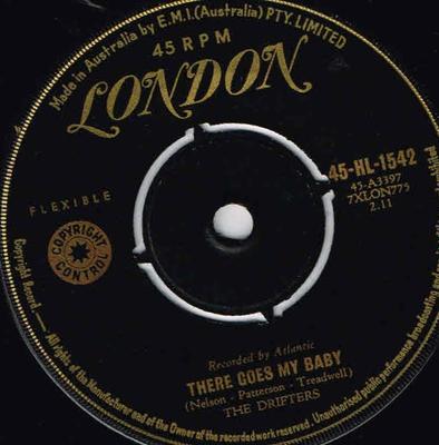 7inch Record DRIFTERS - There Goes My Baby / Oh My Love 45HL1542 London Records 1959 Australia Soul/Funk Used