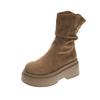Long boots women's thick-soled small boots suede autumn and winter wasteland heightening and stacking tide fashion boots new style