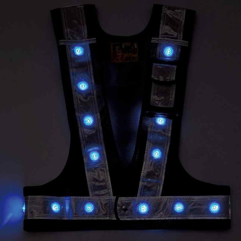 Green Cross Multifunctional LED Safety Vest Navy Reflective One Size Fits Most Mesh Fabric 238097 Blue/Blue Luminous/White