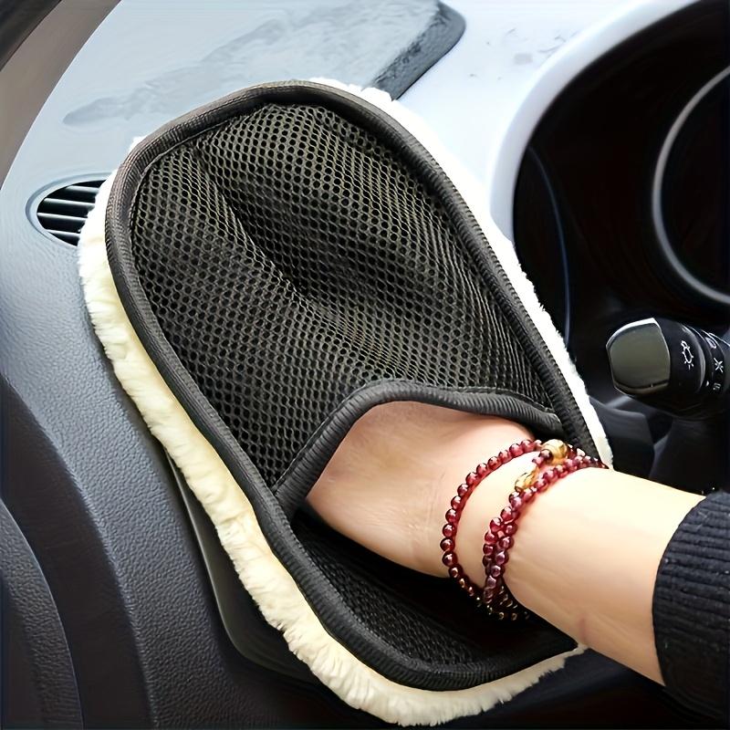 Wool car wash gloves, car polishing gloves, cleaning and polishing car supplies, plush 
