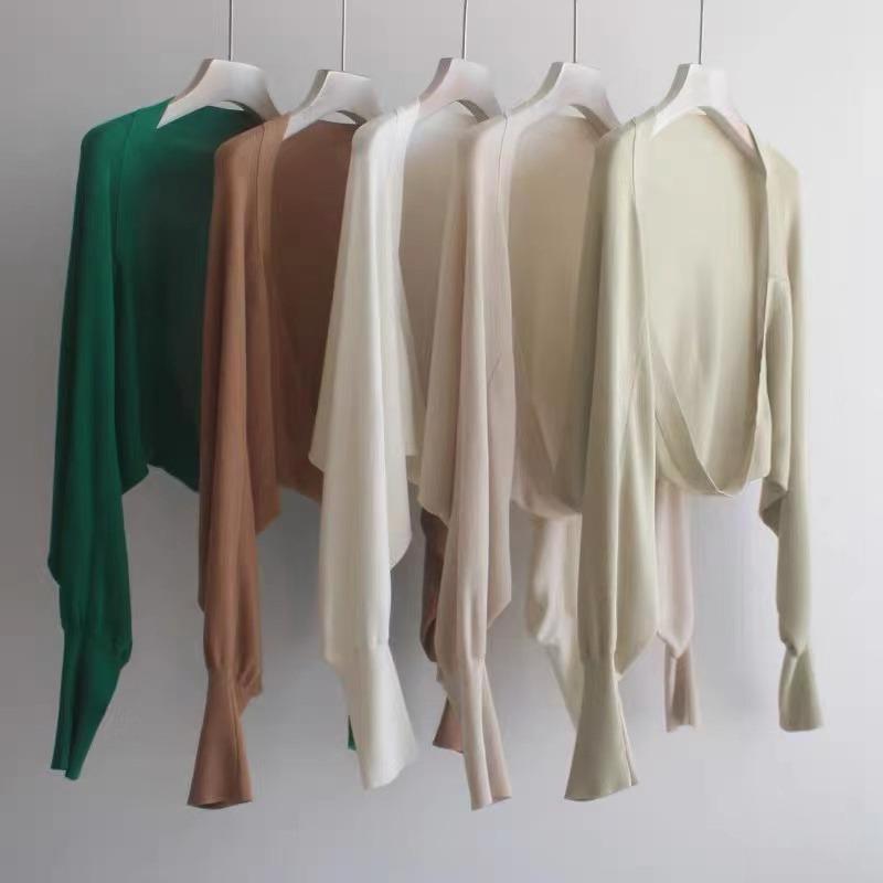 Dámský francouzský zkrácený kardigan z ledového hedvábí, šál na ochranu před sluncem, svrchní oblečení na jaro/podzim, 2024