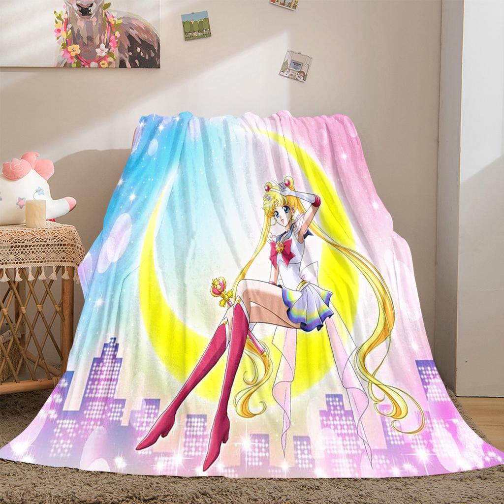 Japanese anime cute cartoon theme Sailor Moon Tsukino Usagi blanket suitable for home beds, sofa covers, office nap, outdoor warm blankets O4