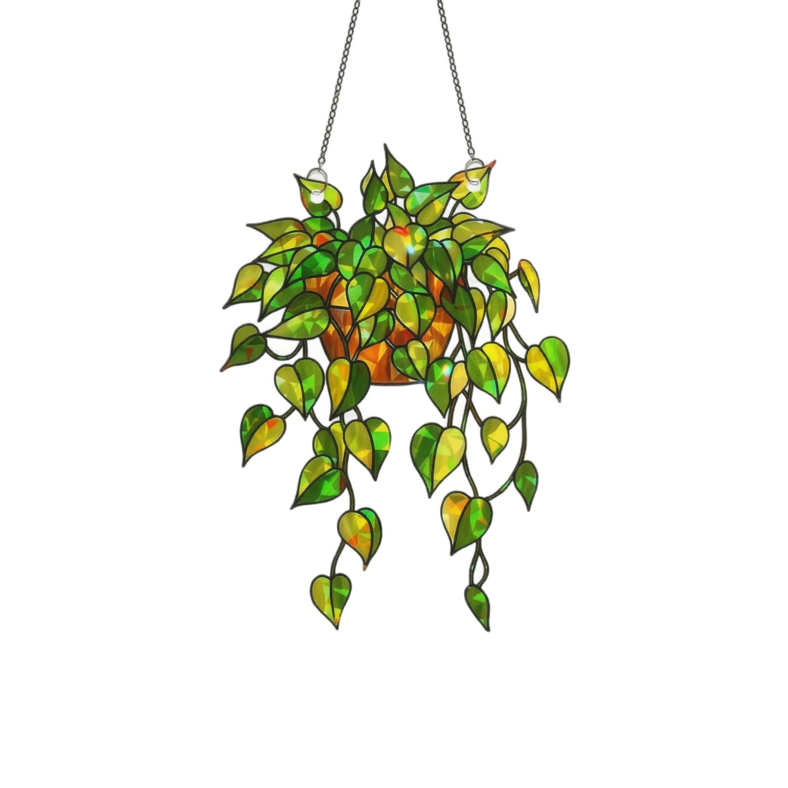 Bohemian Style Acrylic Guitar Wall Hanging with Dreamcatcher Wing Design for Home Window Balcony Garden Decoration One Size
