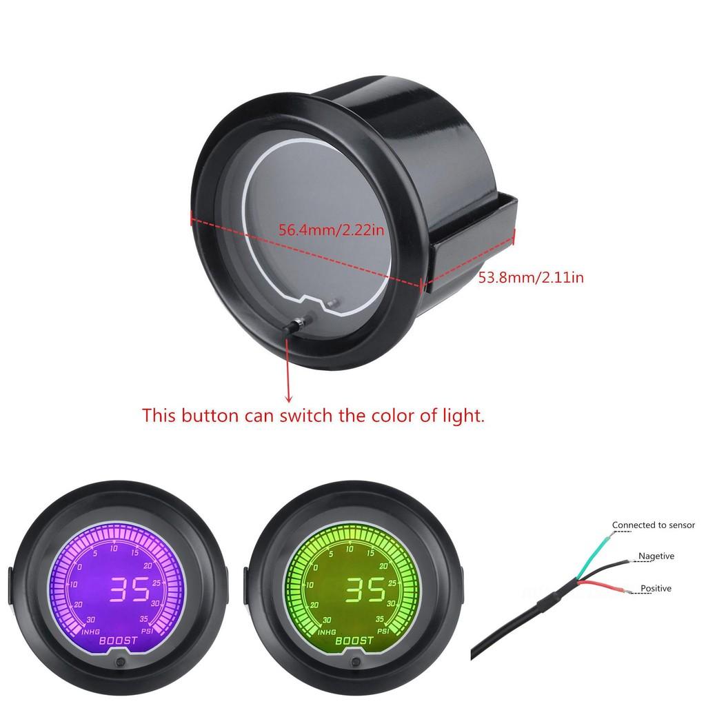 Turbocharger Boost Gauge For Car 52mm Digital Lcd Display High Accuracy Automotive Instrument