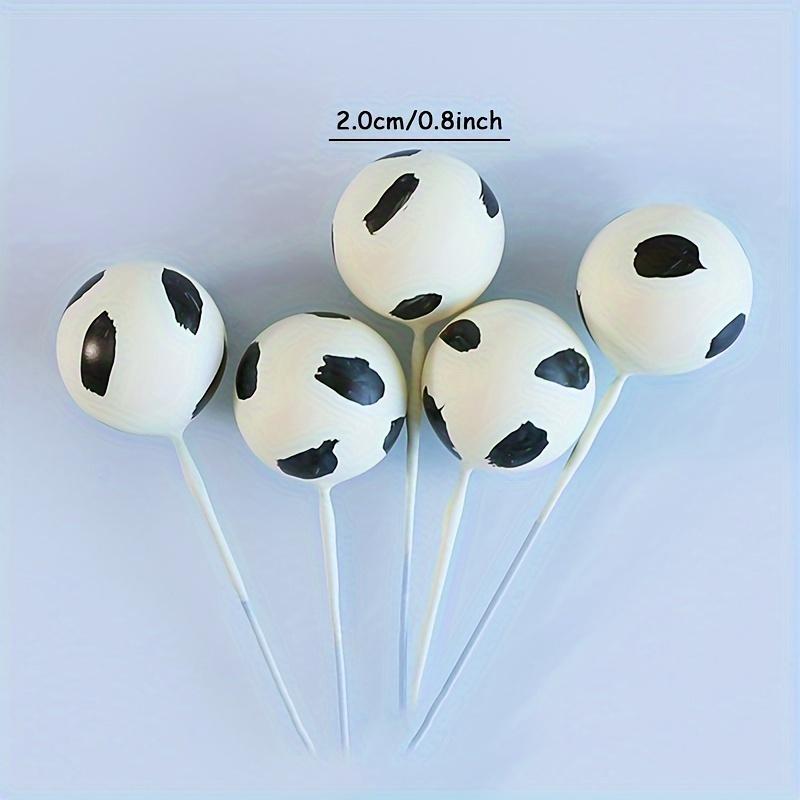 1 pieza Topper de pastel de vaca de goma blanco y negro con 20 piezas de adorno de bola - Sin pluma Decoración para pastel de fiesta de cumpleaños Accesorio para hornear