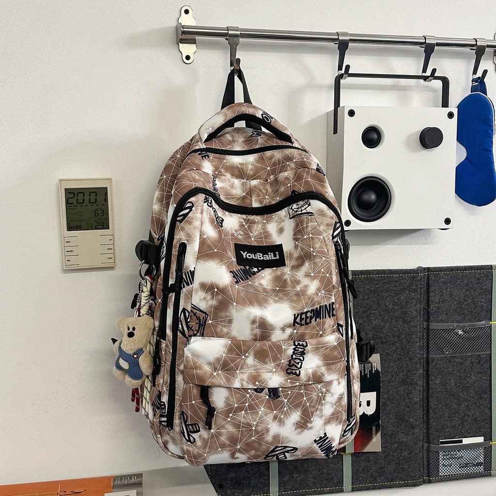 Schoolbag new trendy cool large-capacity graffiti student backpack male versatile high school schoolbag college student female backpack