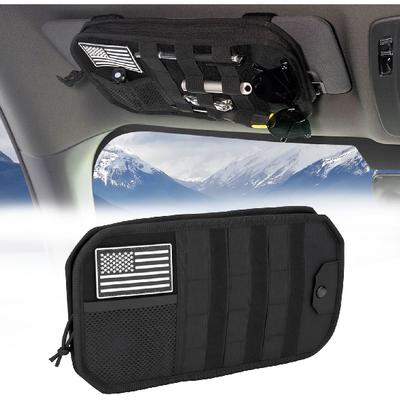 Car Sun Visor Organizer, Multi-Pocket Visor Organizer Storage Pouch With Zippers, Elastic Bands & Glasses Clip, Car Visor Accessories