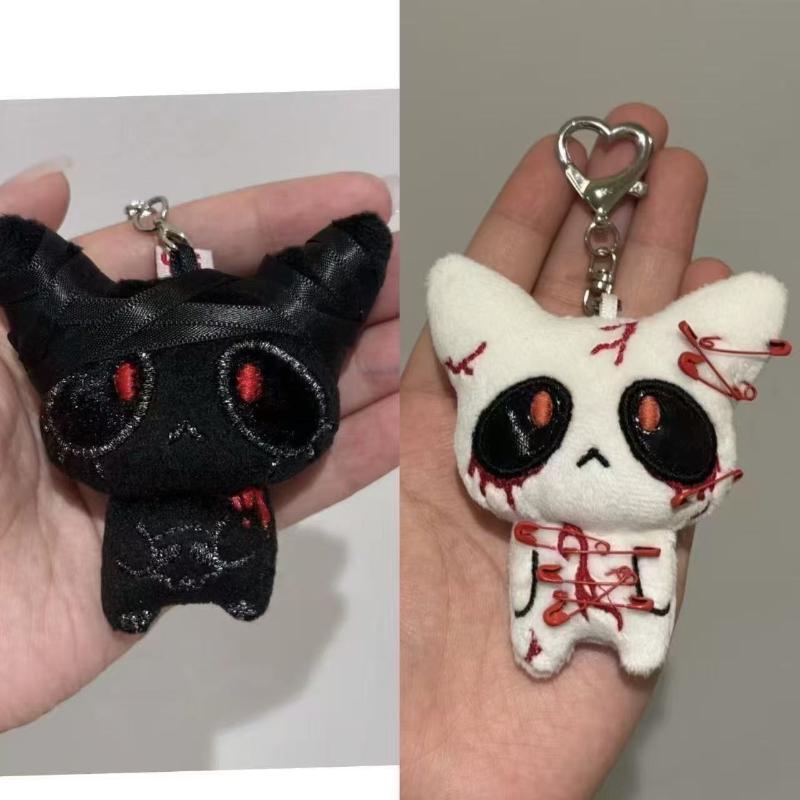 1/2Pcs Creative Halloween Horror Plush Keychain Creepy Bloody Monster Doll Pendant Gothic Scary Backpack Accessories Couple Gift
