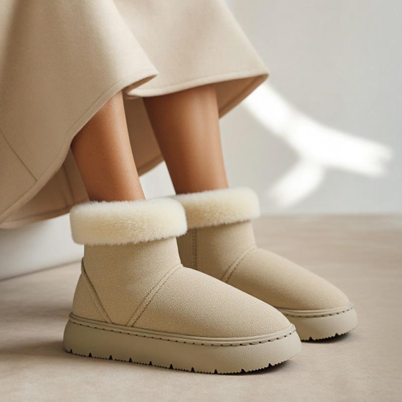 Fleece Thickened Cotton Slippers Winter Thick-soled High-top Snow Boots Outdoor Cold-proof Warm Non-slip Cotton Shoes Winter