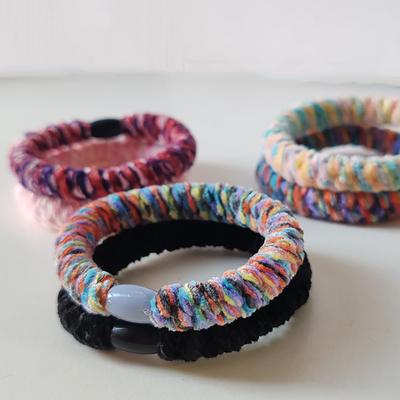 2 ks Plyšové gumičky do vlasů s barevnými bloky, vysoká elasticita, pro ženy, silná gumová smyčka, scrunchies, držáky na culík