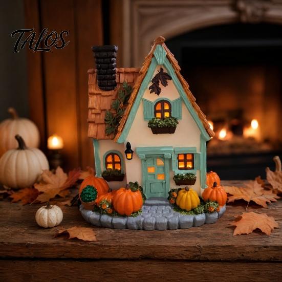 Lampe Maison Citrouille Style Rétro, Maison Citrouilles Illuminées Vintage, Figurine Manoir Illuminé Halloween, Décor Intérieur, Veilleuse Nuit d'Automne