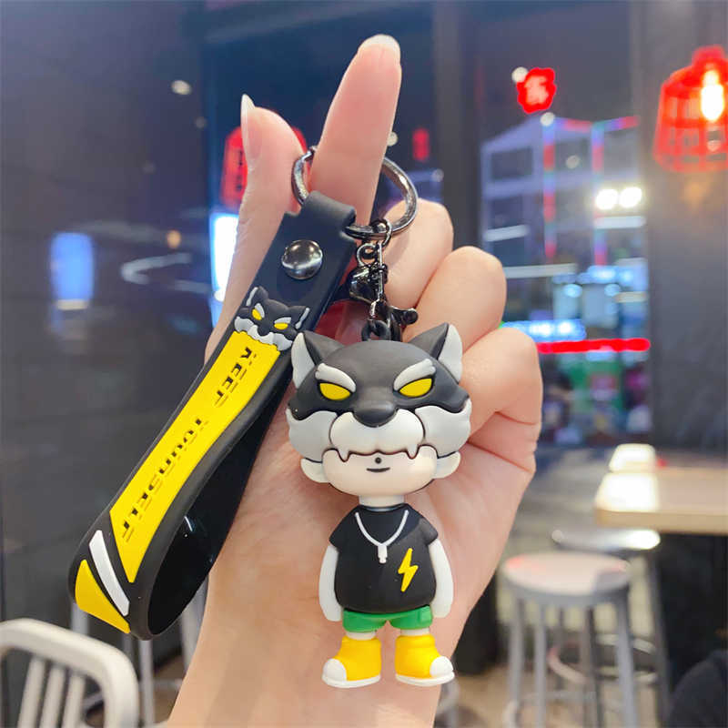 Cartoon Cool Wolf Juvenile Keychain Pendant Cute Couple Schoolbag Pendant Boys Car Key Chain Gift