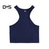 Women Running Vest O-Neck Sleeveless Short Tank Tops Solid Color Ribbed Elastic Fitting Quick Drying Racer Back Vest
