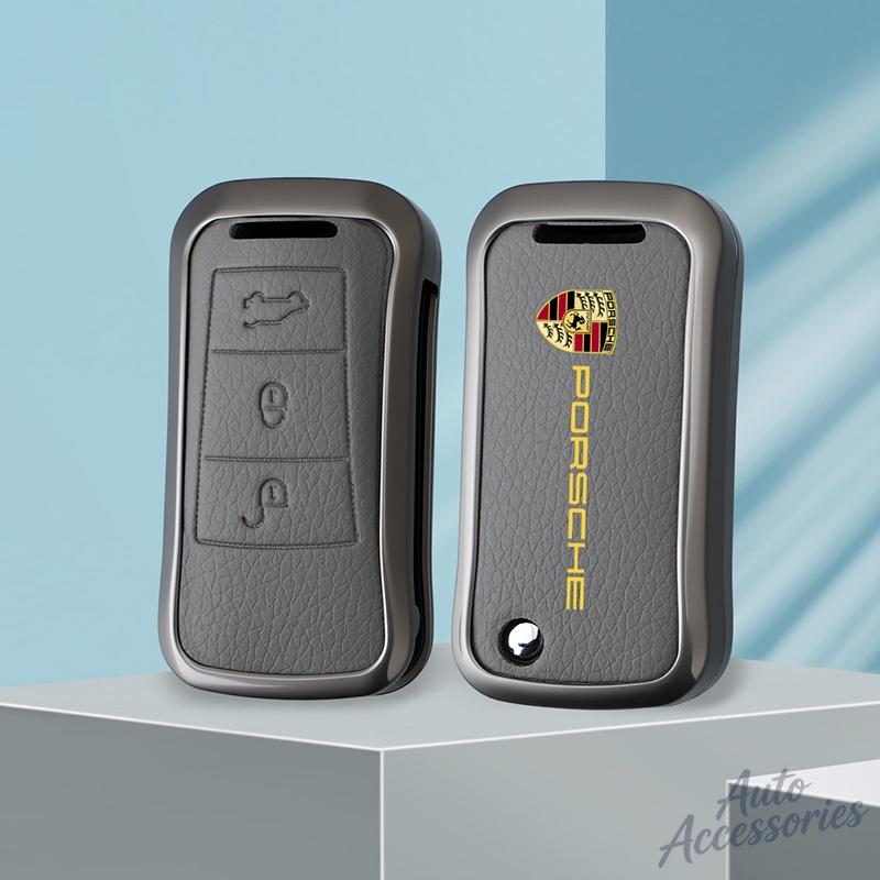AAOO1 2 3 Buttons Zinc Alloy Car Key Case Cover Key Bag For Porsche Cayenne GTS Panamera Carrera GT3 Car Interior Keychain Accessories