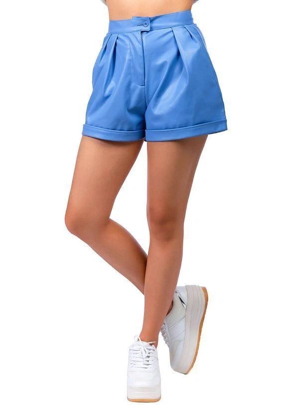 Women's Shorts Fashionable Casual Wear Genuine Lambskin Leather Stylish Handmade