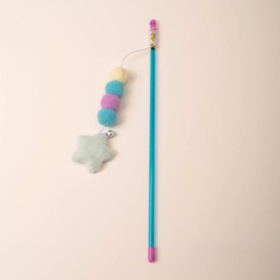 Stick Toy Elastic Rope Plush Ball Star Pendant Bite-resistant Comfortable Grip Relieve Boredom Handmade Kitten Teaser Wand Interactive Toy
