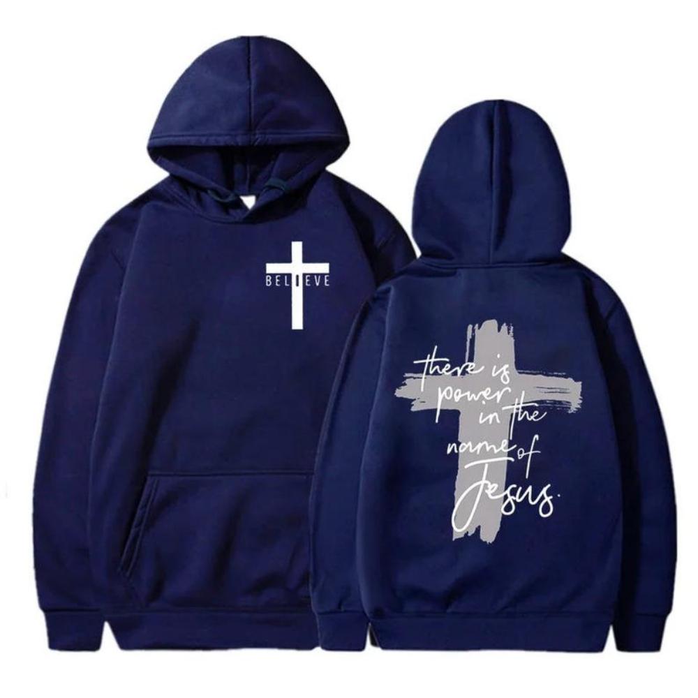 God Is Good Christian Faith Woman Hoodies There Is Power in The Name of Jesus Graphic Hoodie Fashion Streetwear