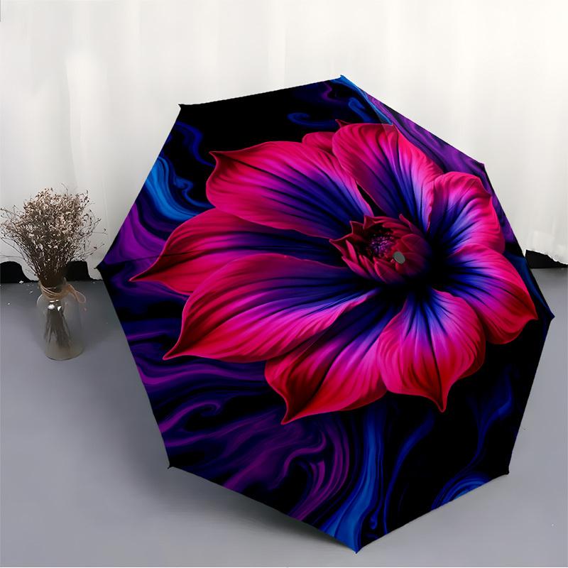 1pc Floral Abstract Automatic Open/close Folding Umbrella, Compact Portable Travel Umbrella, Cute Umbrella, Durable Construction Yy260328021