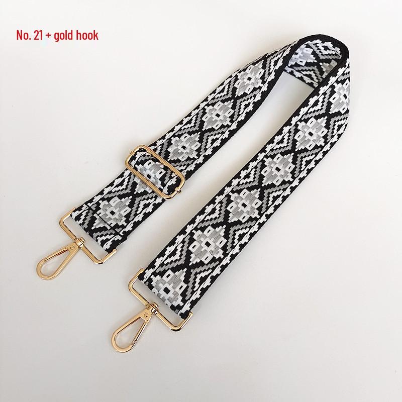 Etniczny Wzór Nylonowy Pasek do Plecaka z Regulowaną Długością i Metalowymi Akcesoriami - Odporny na Zużycie i Poszerzony dla Komfortu