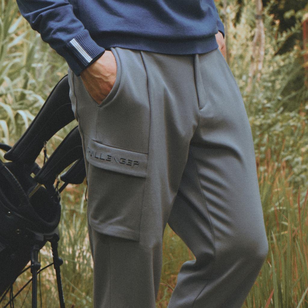 CHALLENGER Men'S Wool-Like Semi-Baggy Fit Cargo Pants Gray