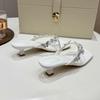 French Thick Heel Beautiful Slippers Women Wear 2025 Summer New Fairy Wind Butterfly Rhinestone Silver Toe Sandals