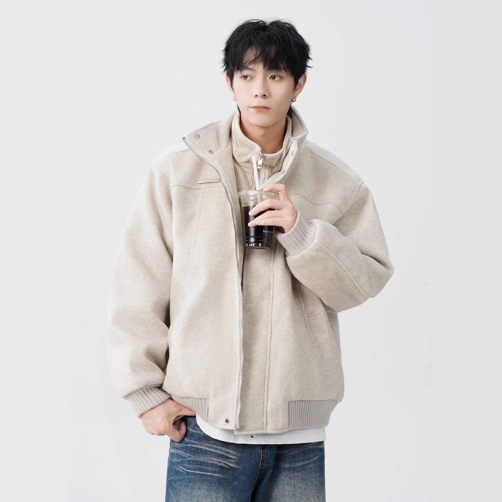 Men s Trendy Wool-Blend Two-Piece Faux Coat - Thick, Warm, and Stylish Winter Jacket Extra Large хаки